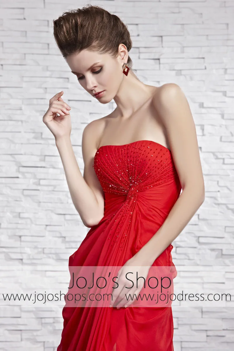 Hot Timeless Red Strapless Grecian Beauty Pageant Evening Dress CX881520