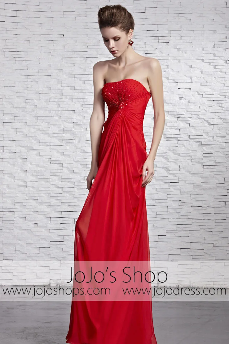 Hot Timeless Red Strapless Grecian Beauty Pageant Evening Dress CX881520