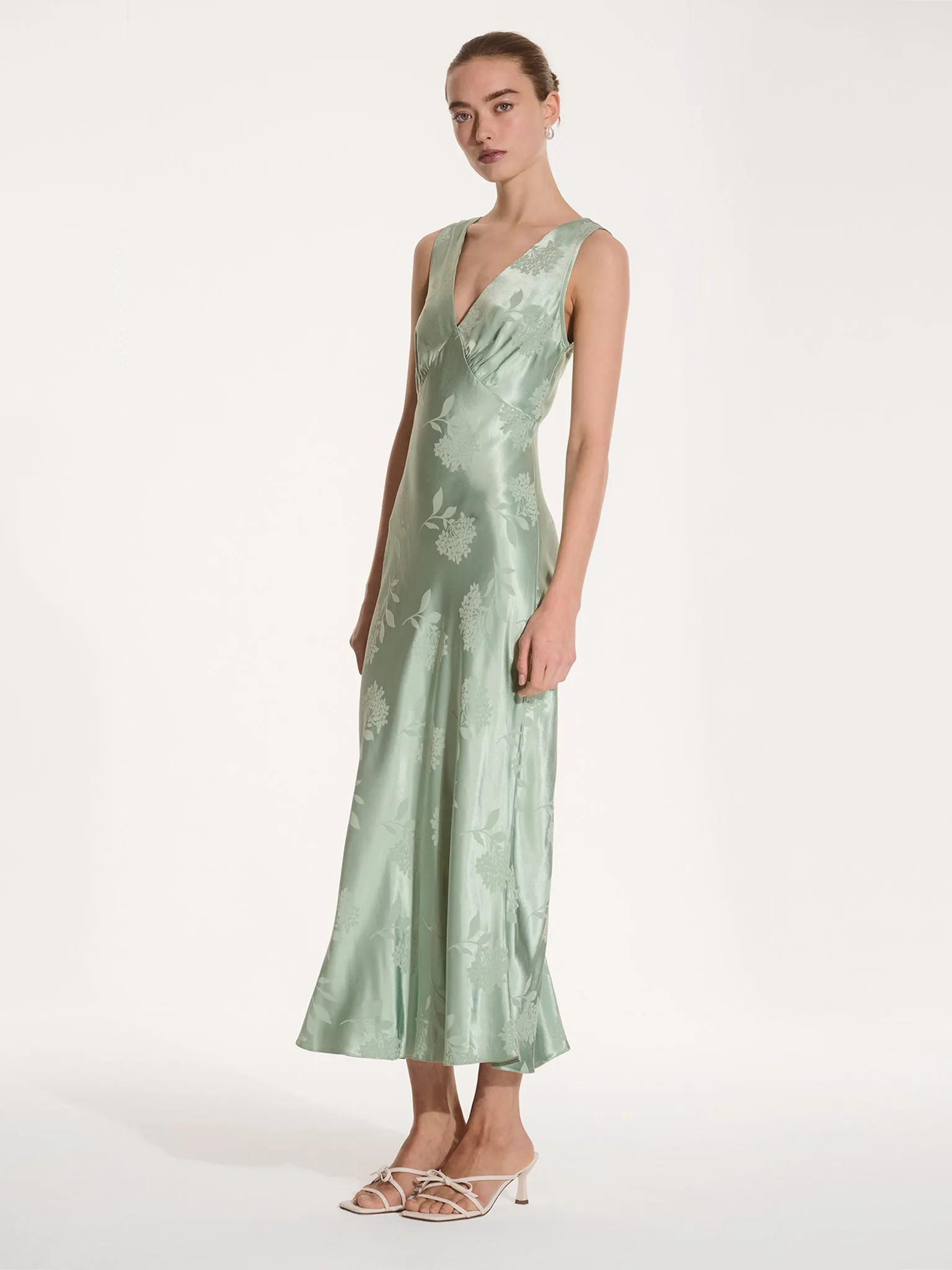 Iris Jacquard Dress in Sage