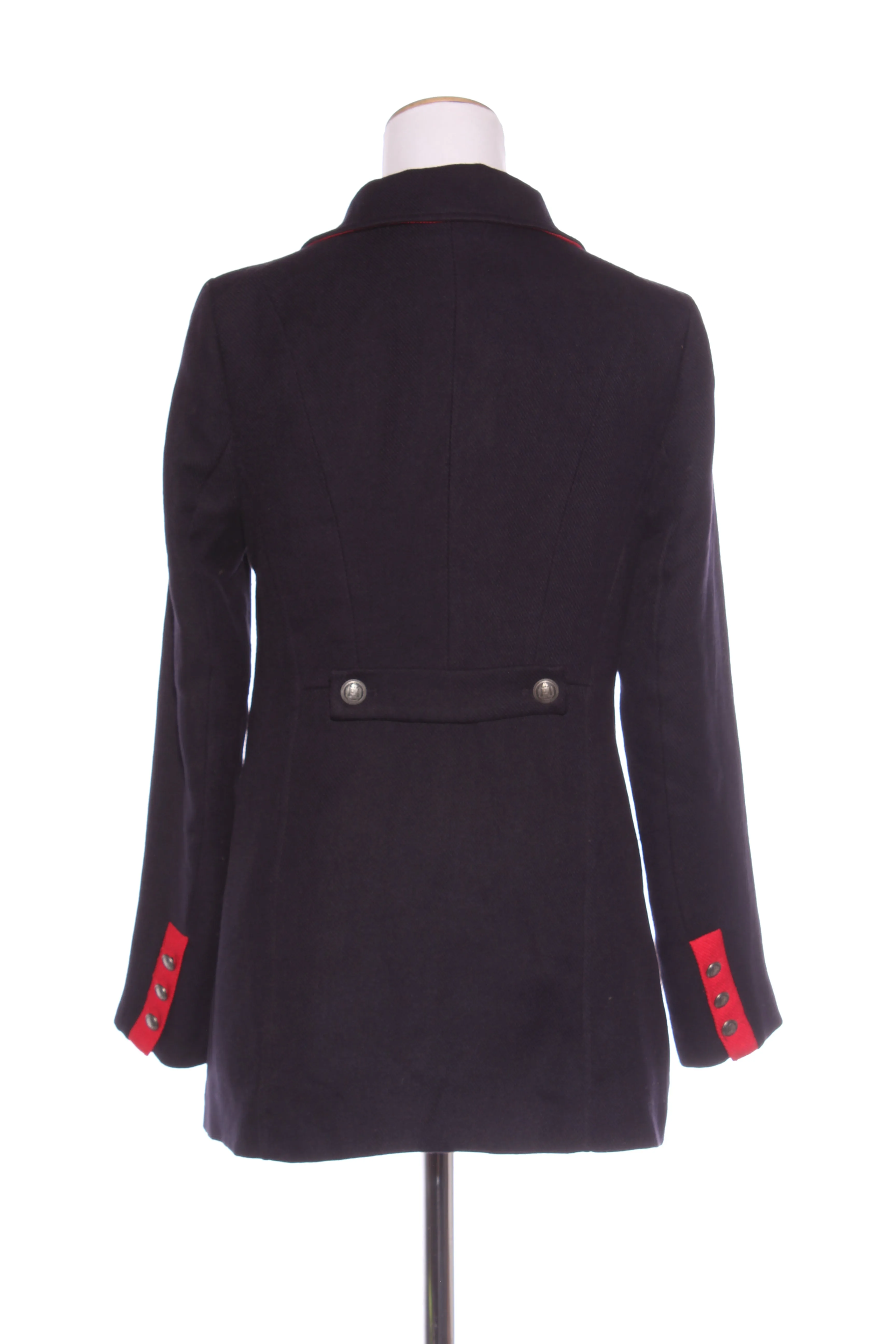 JUST JEANS - Navy ribbed   red trim coat! 10