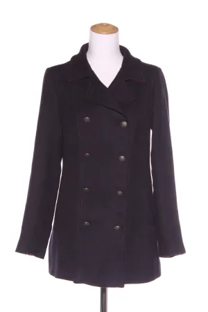 JUST JEANS - Navy ribbed   red trim coat! 10