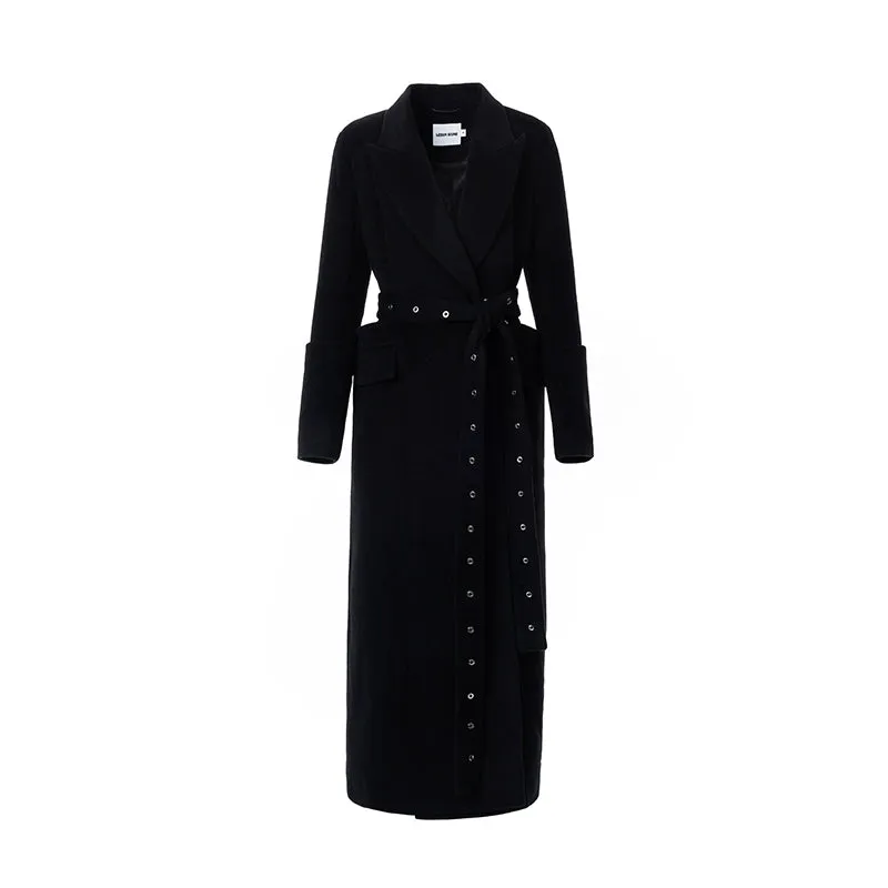 LEDIM W black wool long  autumn winter 3d coat -Lumi