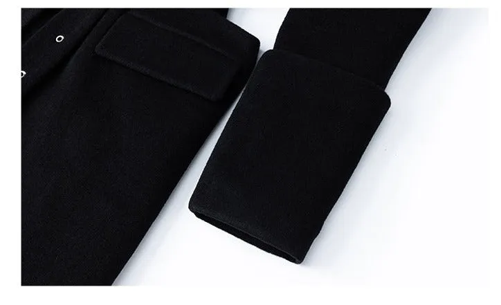 LEDIM W black wool long  autumn winter 3d coat -Lumi