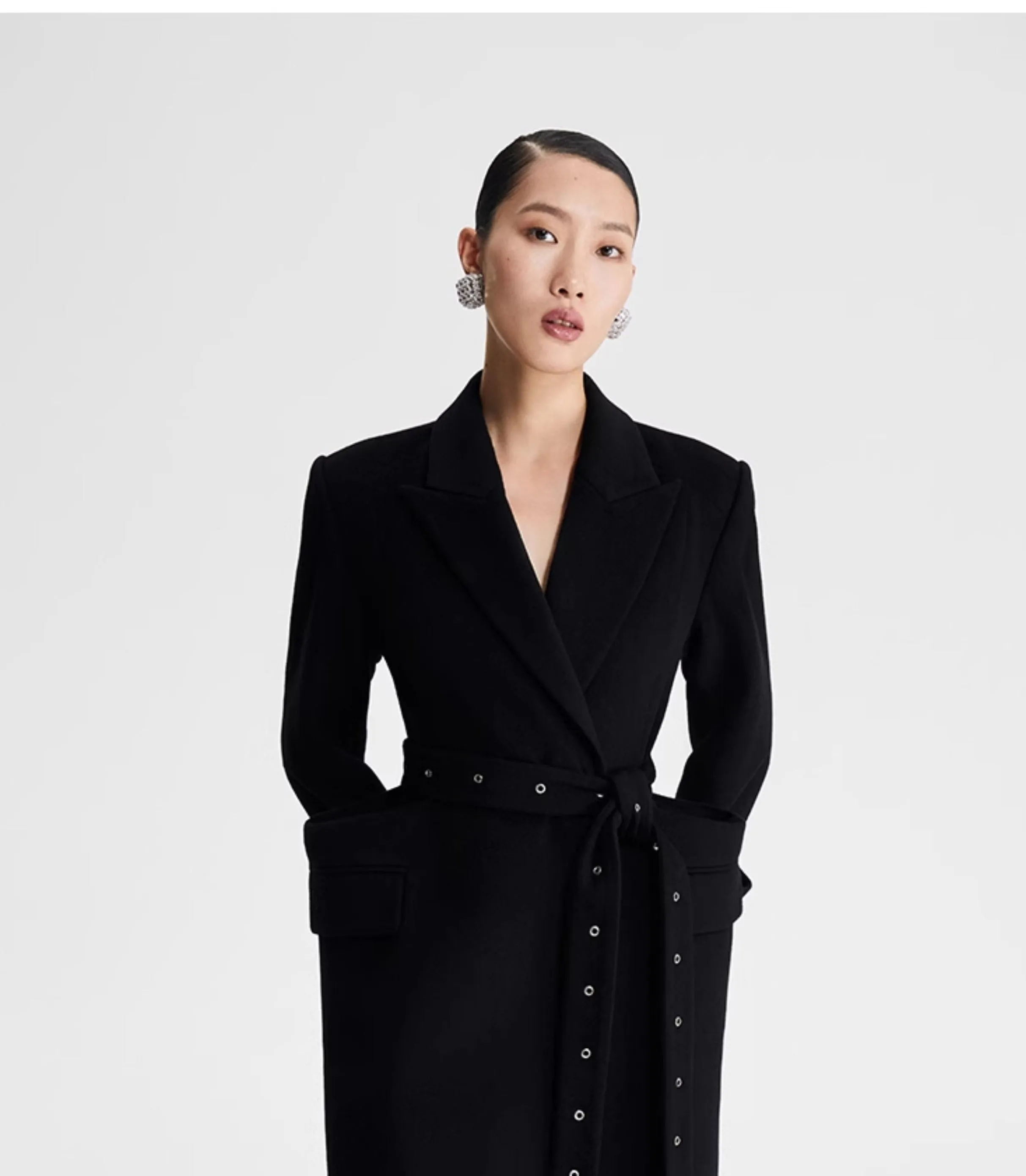 LEDIM W black wool long  autumn winter 3d coat -Lumi