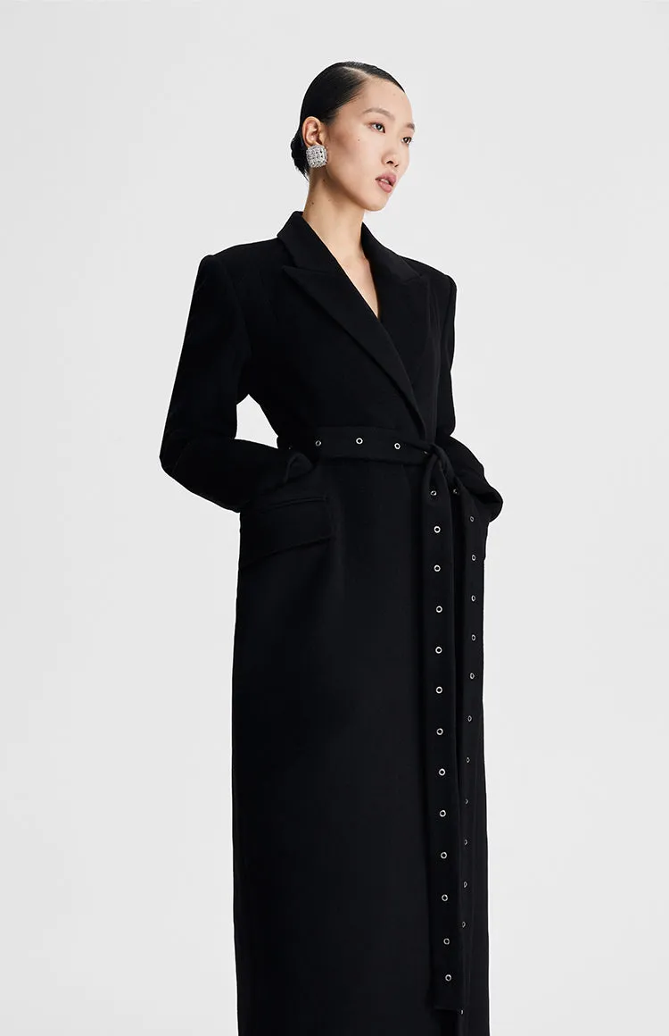 LEDIM W black wool long  autumn winter 3d coat -Lumi