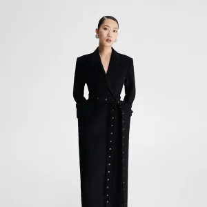 LEDIM W black wool long  autumn winter 3d coat -Lumi