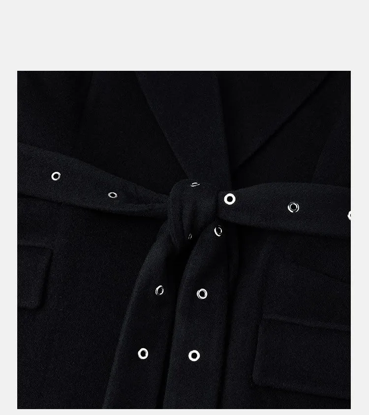 LEDIM W black wool long  autumn winter 3d coat -Lumi