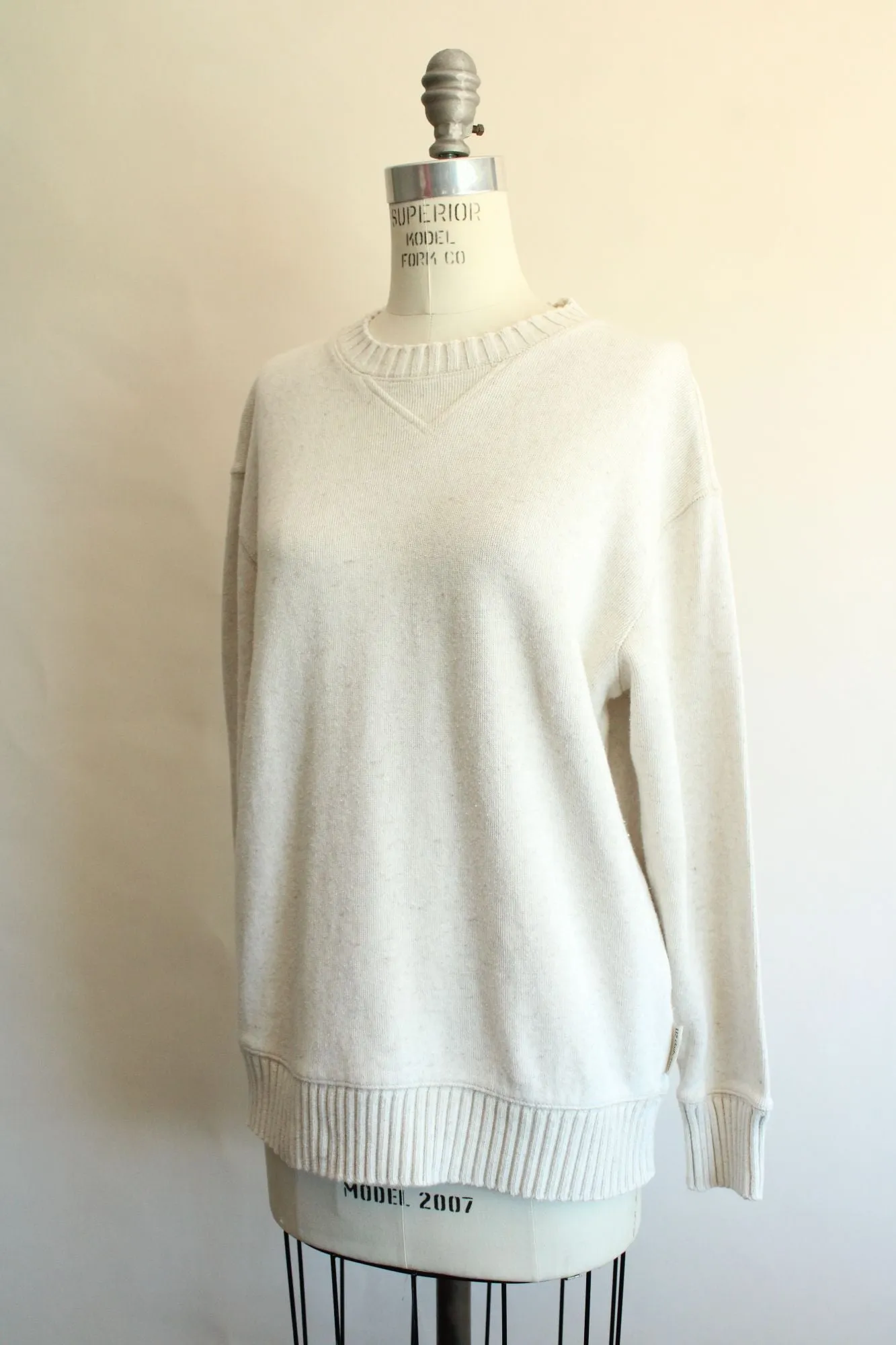 Liz Claiborne Womens Sweater, Size Small Cream Cotton Linen, Lizwear