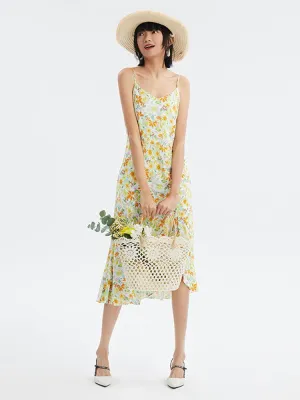 Lovely Printed Shirring Slip Dress