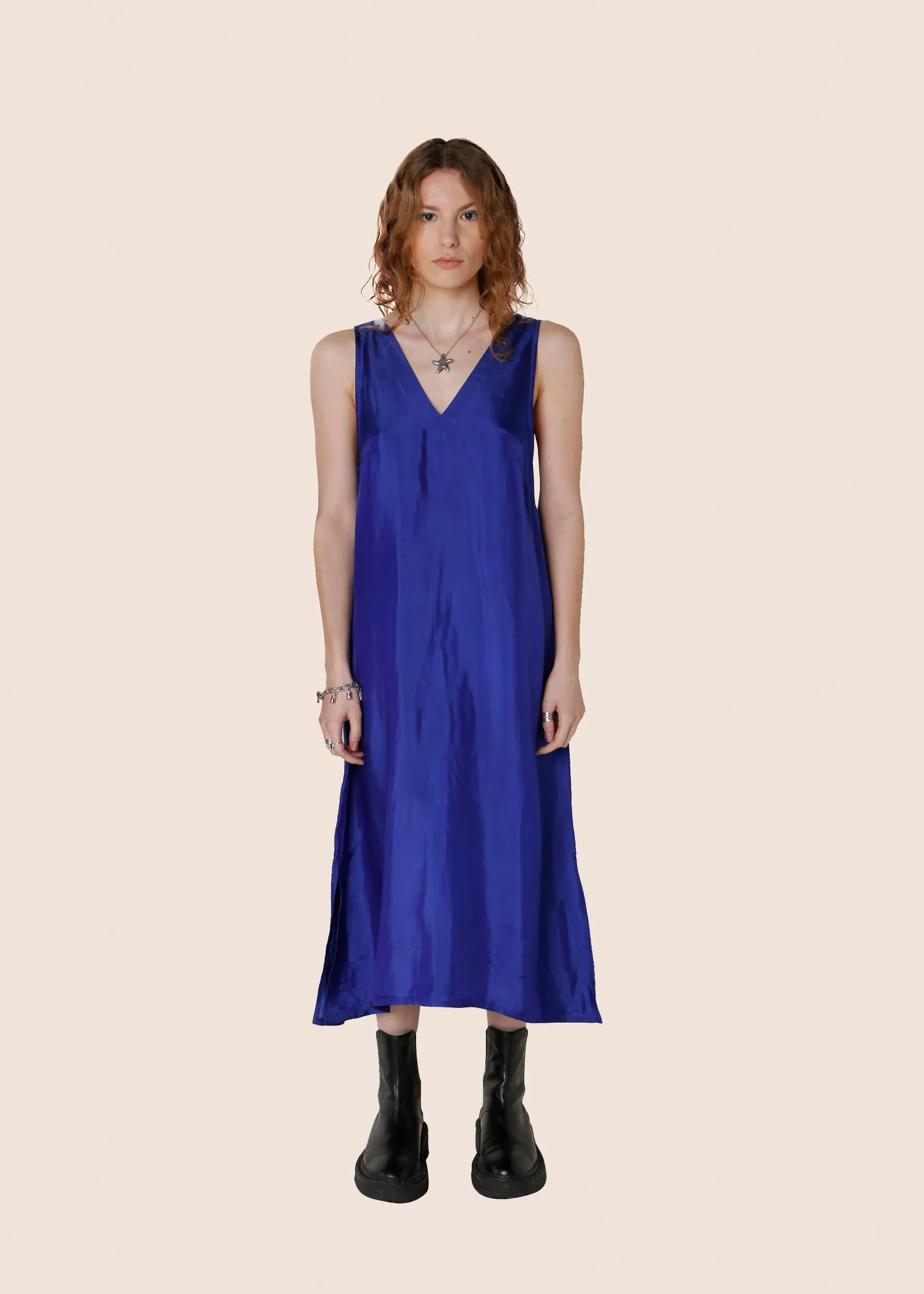 Magenta Silk Slip Dress