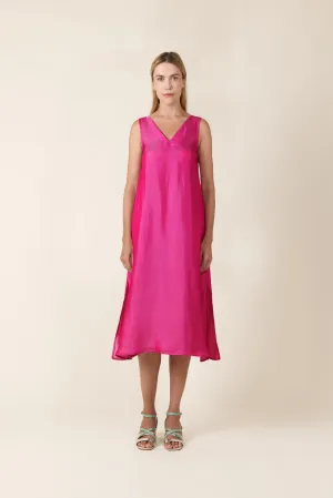 Magenta Silk Slip Dress