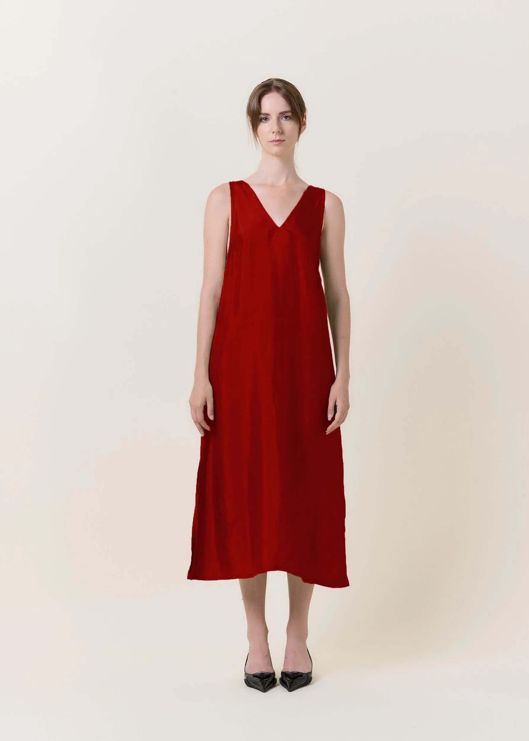 Magenta Silk Slip Dress