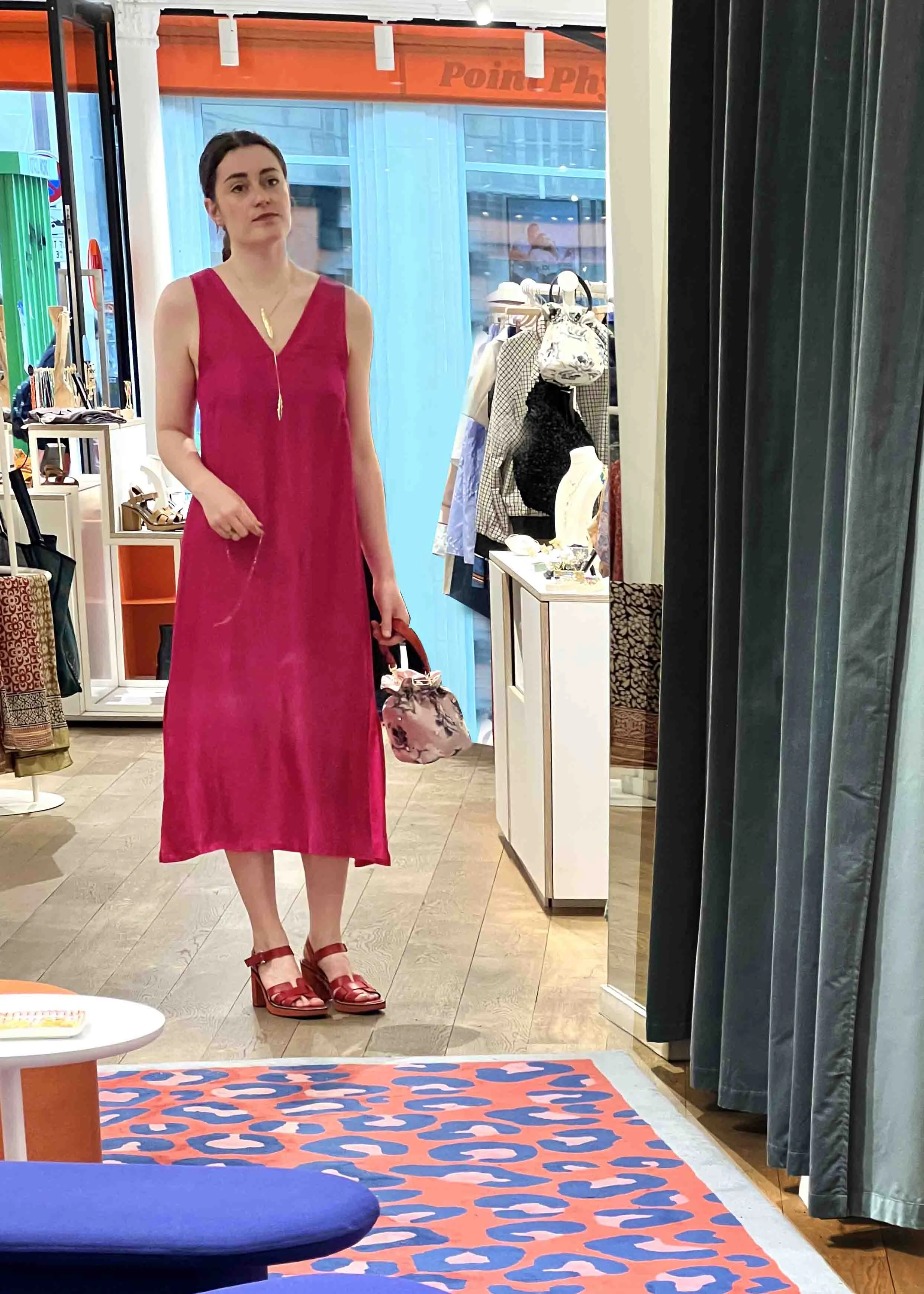 Magenta Silk Slip Dress