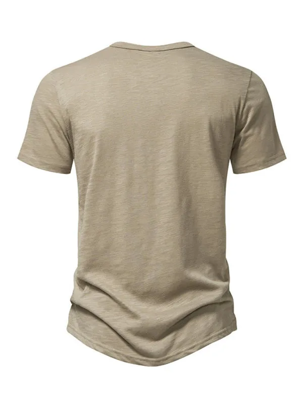 Men's Short Sleeve Solid Henley T-Shirt