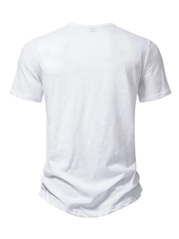 Men's Short Sleeve Solid Henley T-Shirt