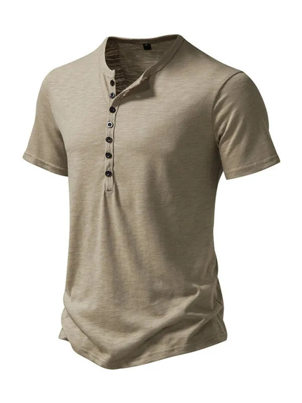 Men's Short Sleeve Solid Henley T-Shirt