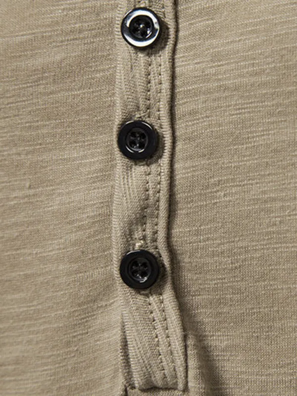 Men's Short Sleeve Solid Henley T-Shirt