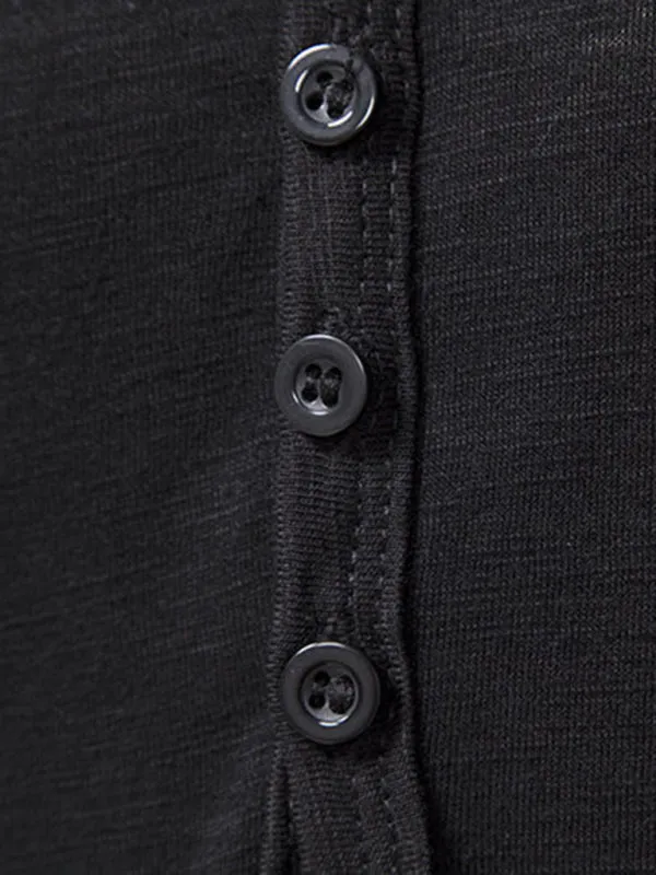 Men's Short Sleeve Solid Henley T-Shirt