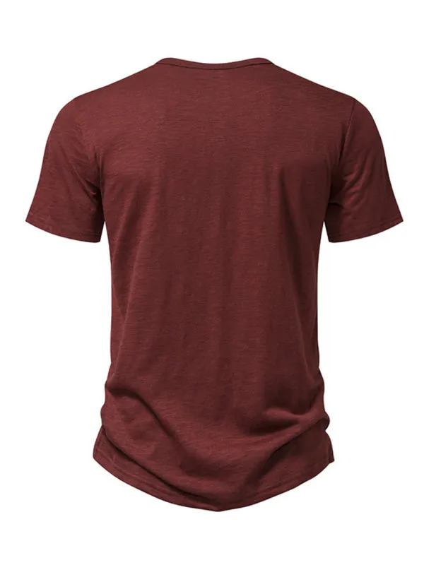 Men's Short Sleeve Solid Henley T-Shirt