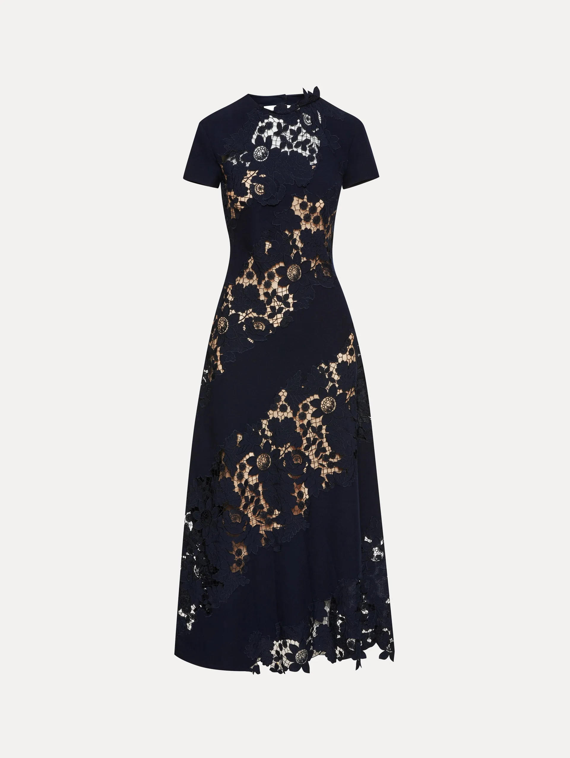 Mixed Botanical Guipure Inset Midi Dress