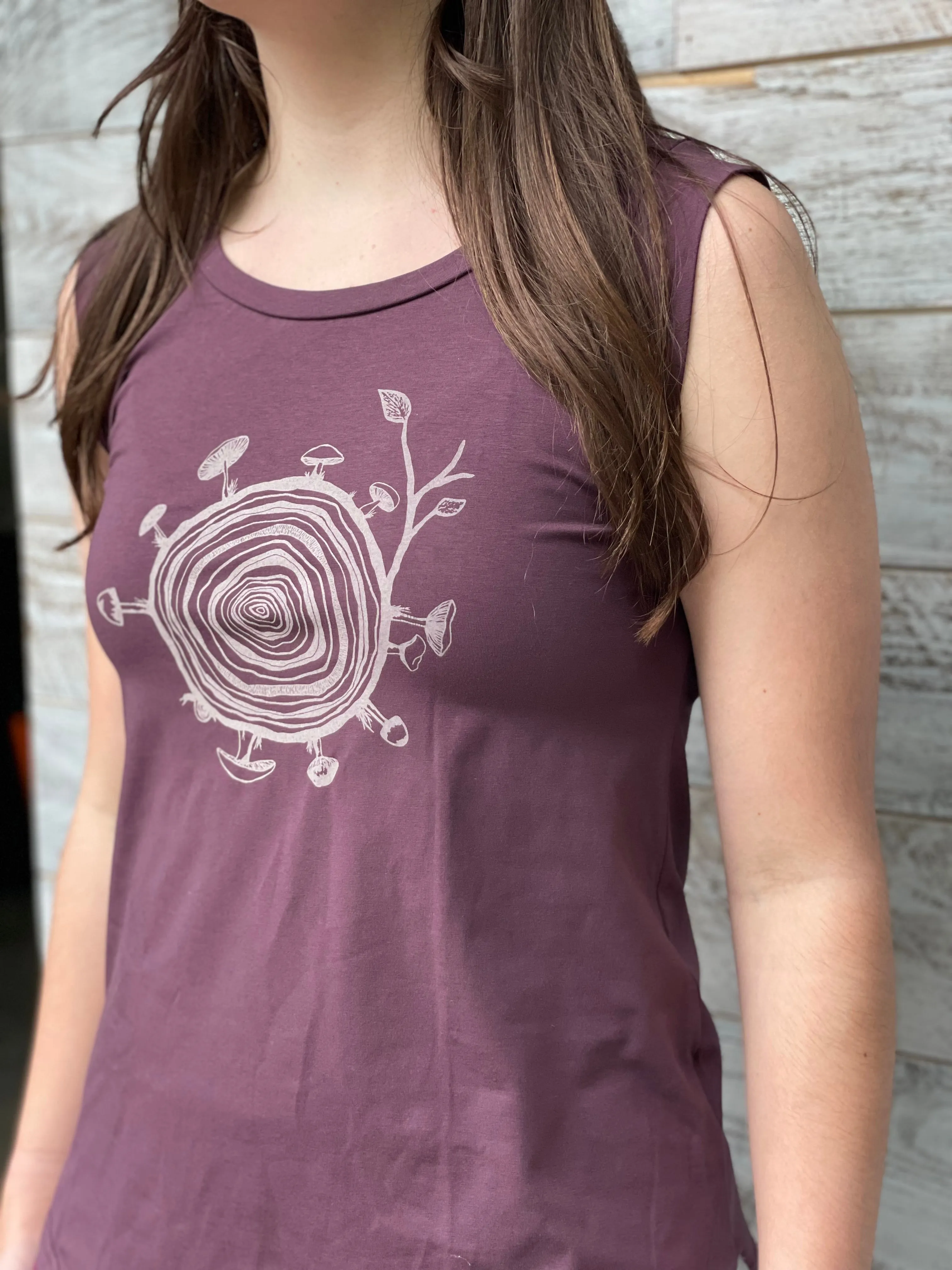 Mushroom 🍄 Stump - Women’s Organic Cotton Cap Sleeve Tank Top
