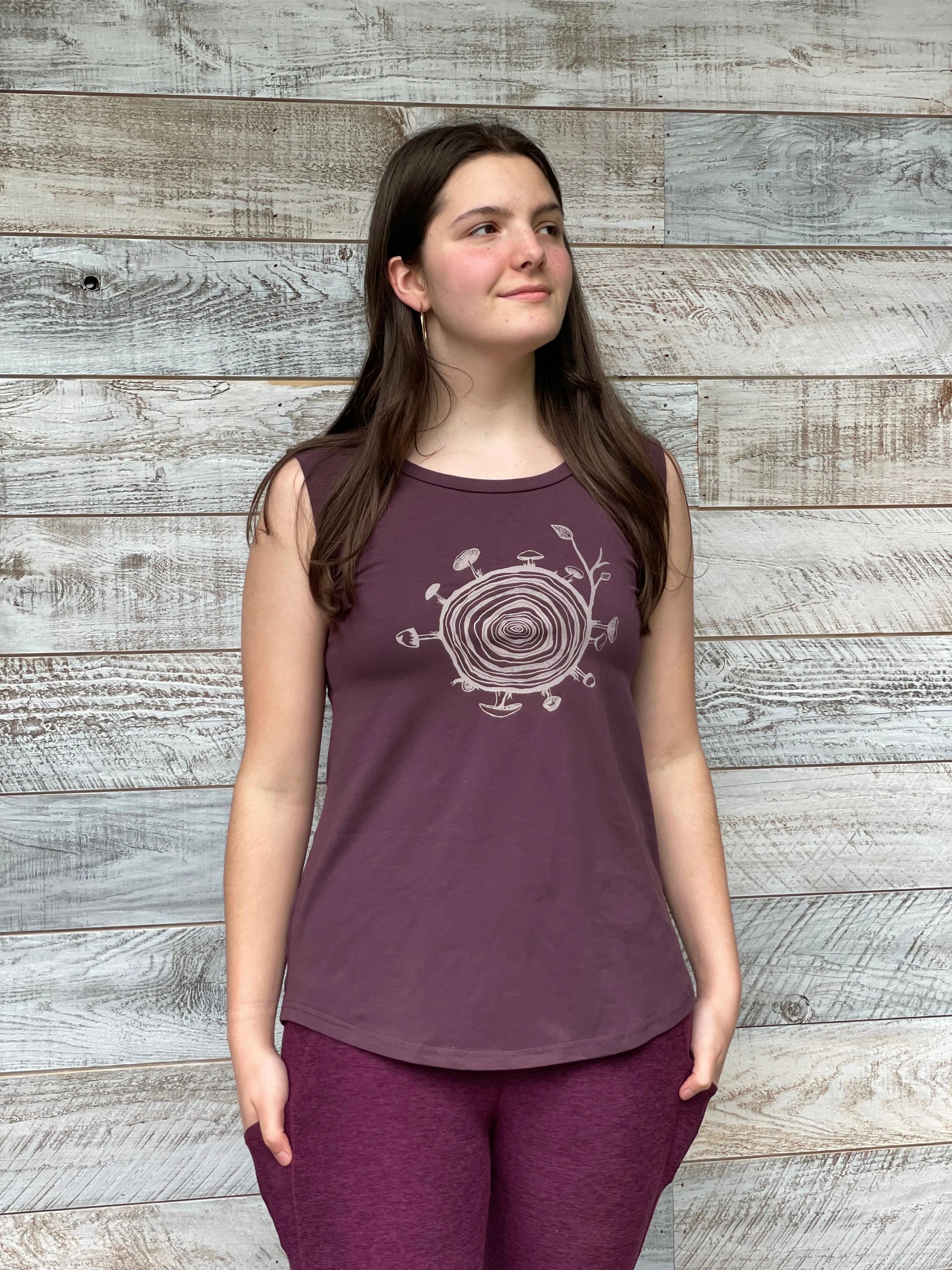 Mushroom 🍄 Stump - Women’s Organic Cotton Cap Sleeve Tank Top