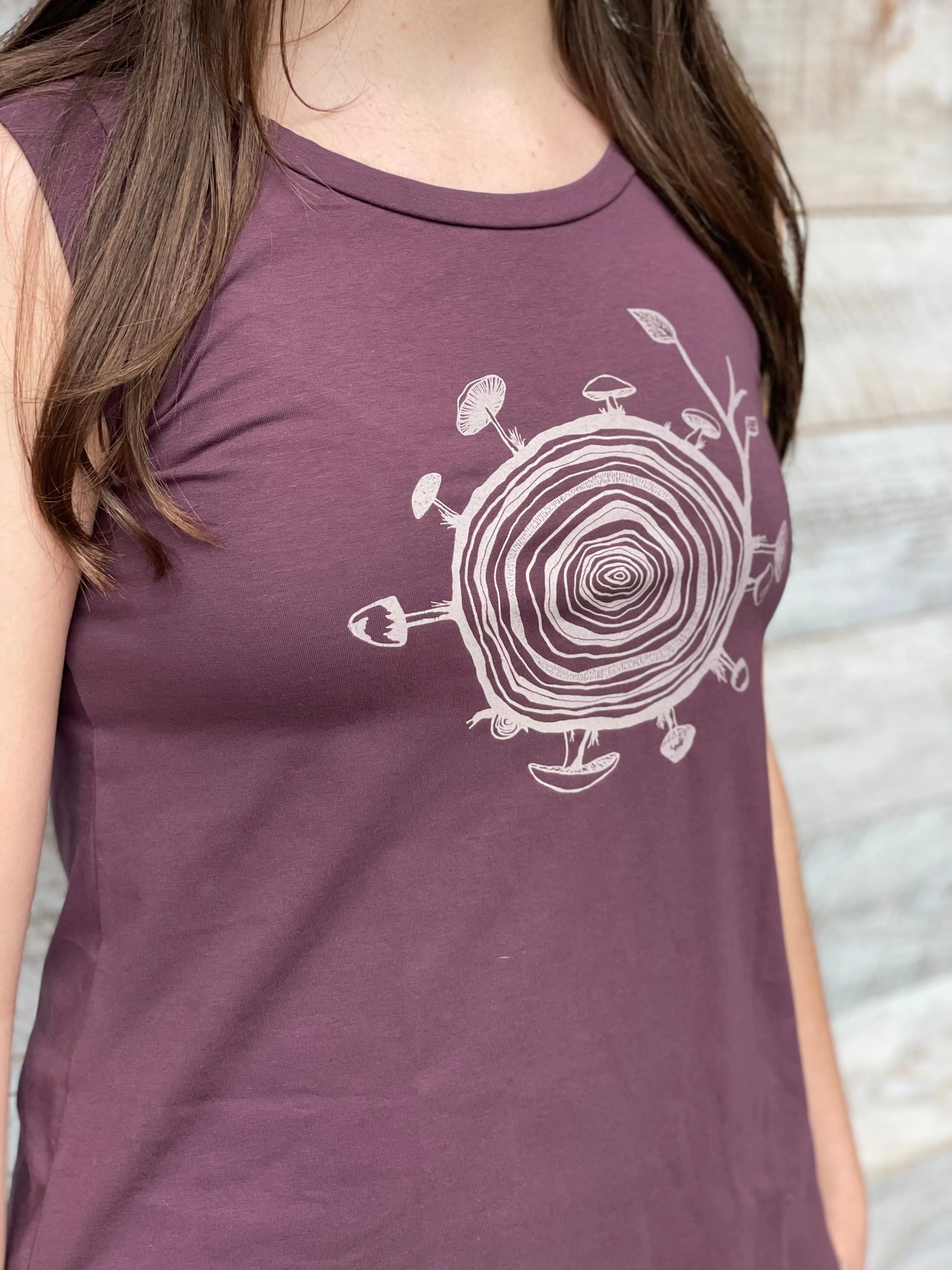 Mushroom 🍄 Stump - Women’s Organic Cotton Cap Sleeve Tank Top