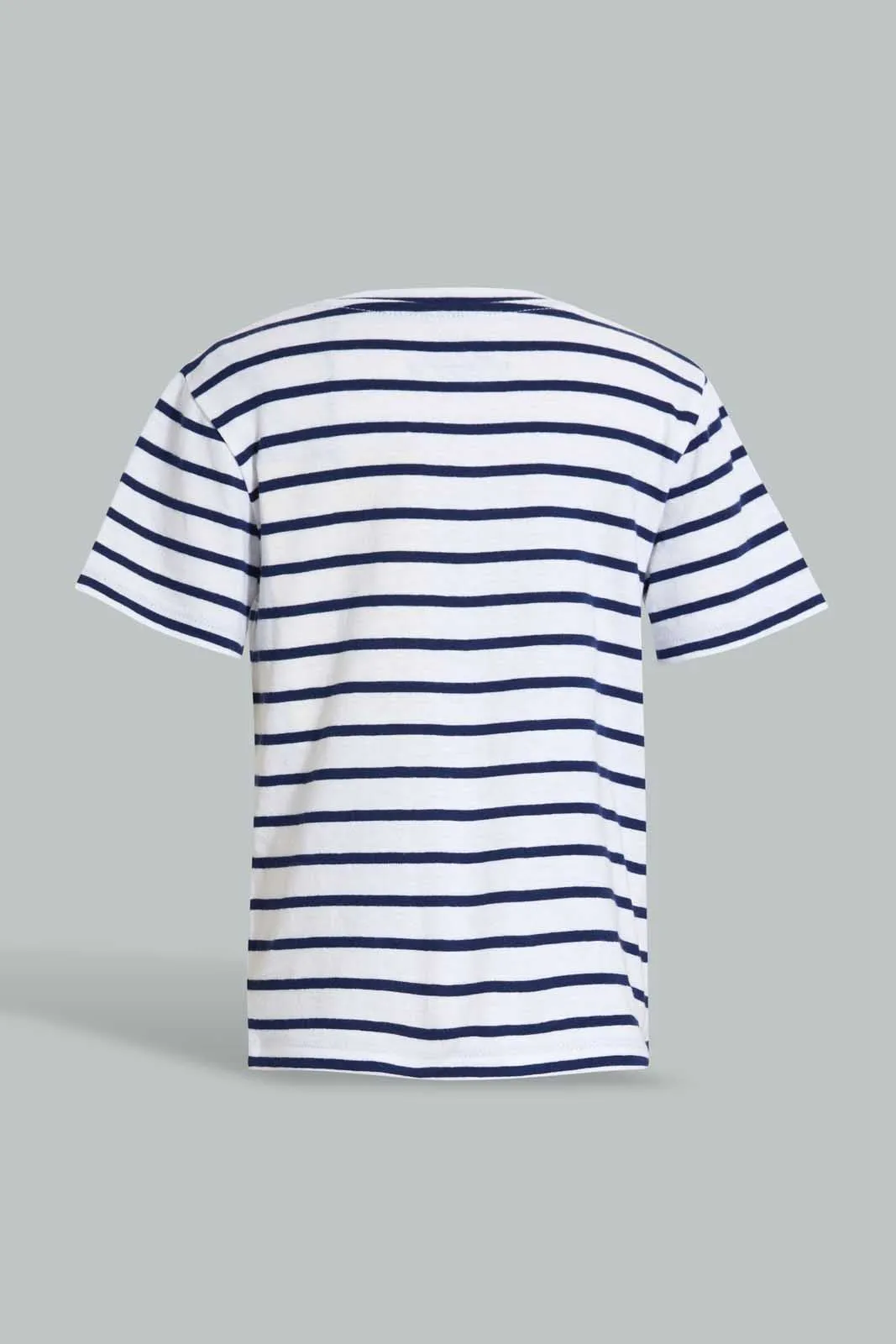 Navy And White Stripe T-Shirt For Baby Boys