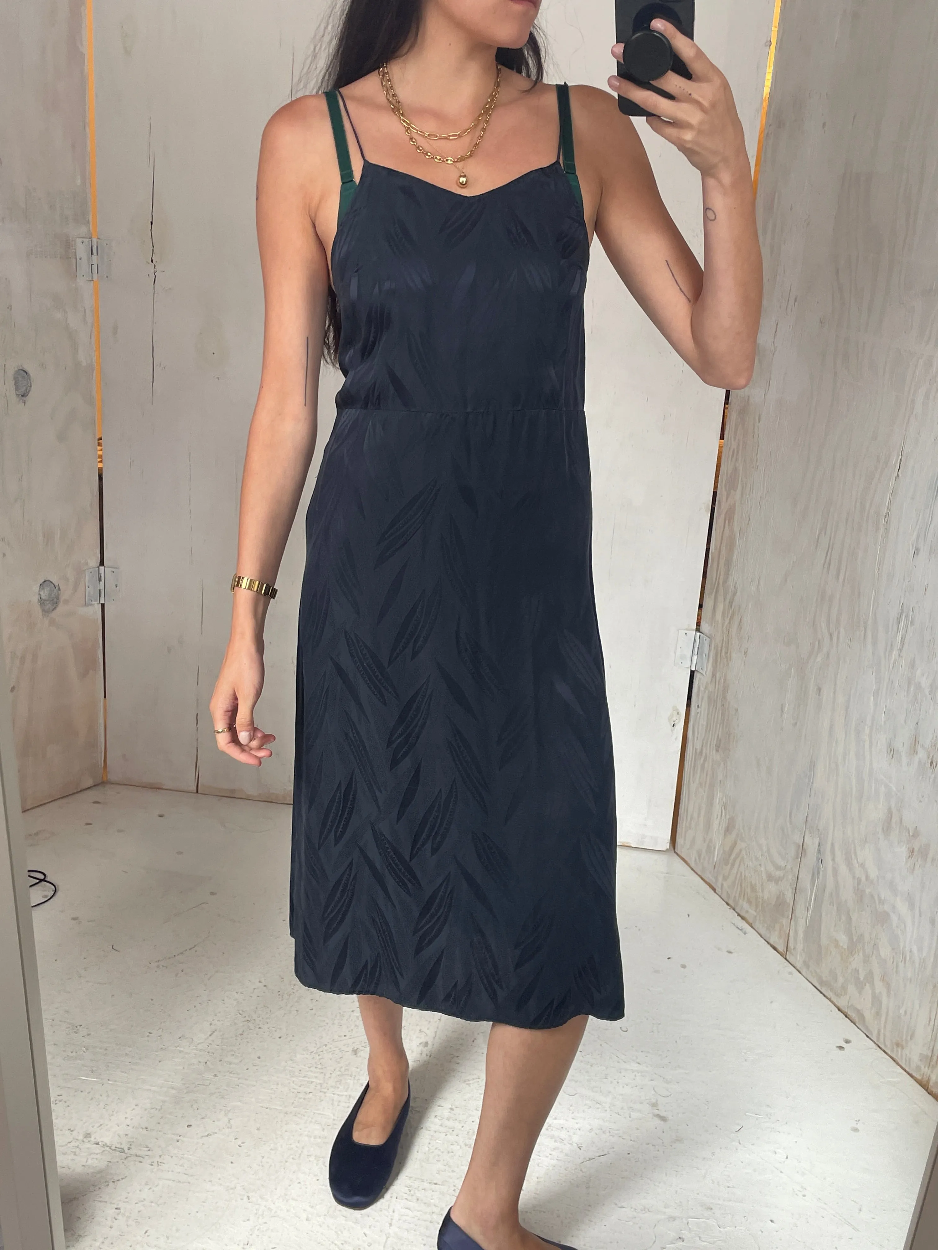 Navy Silk Slip