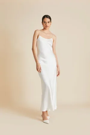 Olympia Ivory Pearl Slip Dress in Silk Satin