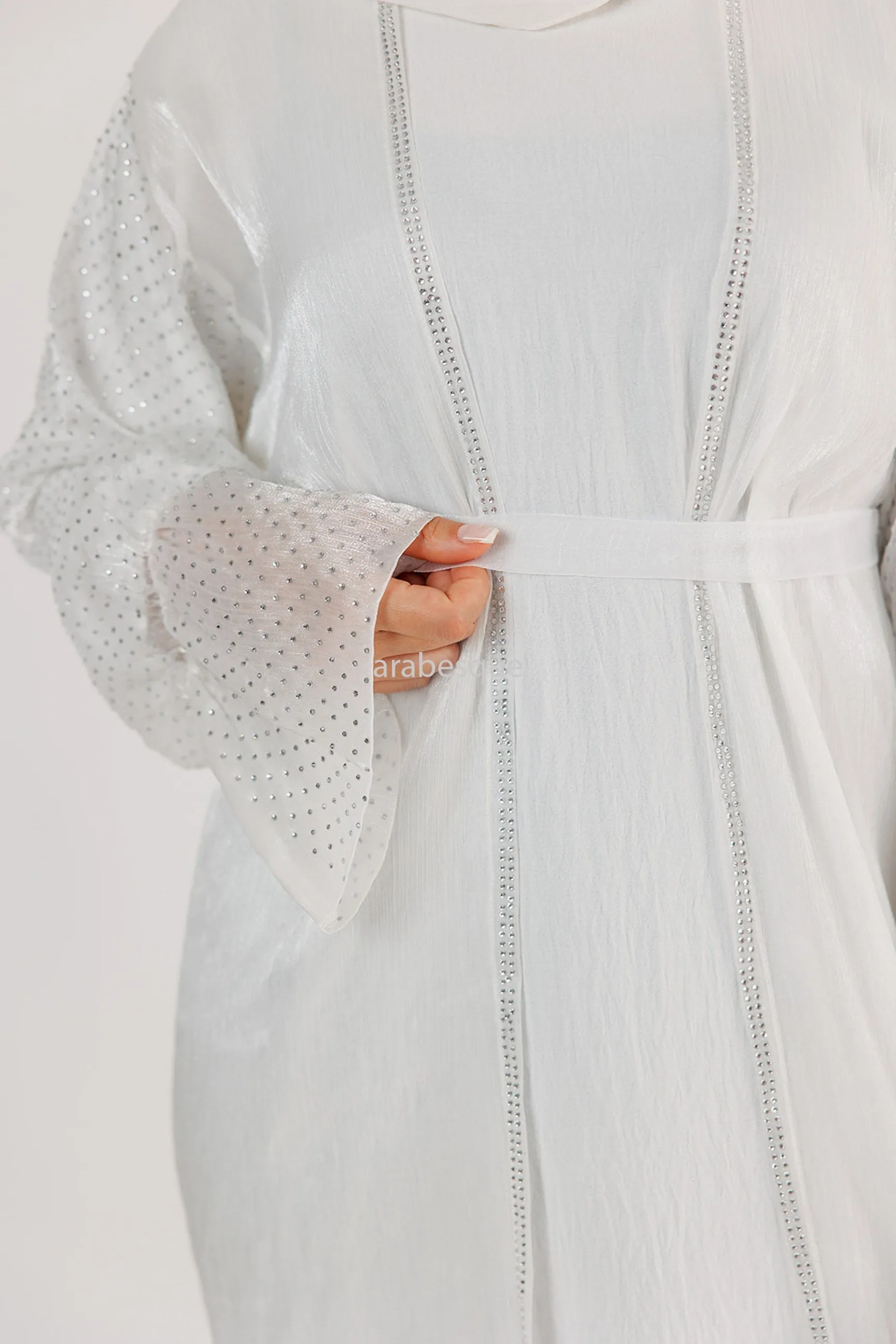 Organza Open Abaya Three Piece Set - 5 Colours