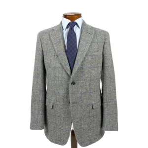 Pewter Herringbone with Royal and Light Blue Windowpane Shetland Wool Sport Coat