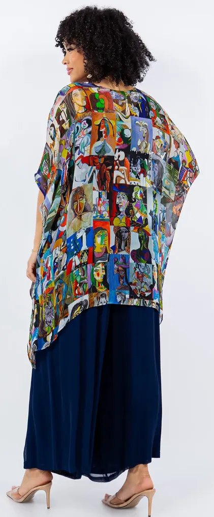 Picasso Blue Period Modern Art Oversize Tunic Top Lagenlook Boho Hippie Chic SML-6X 