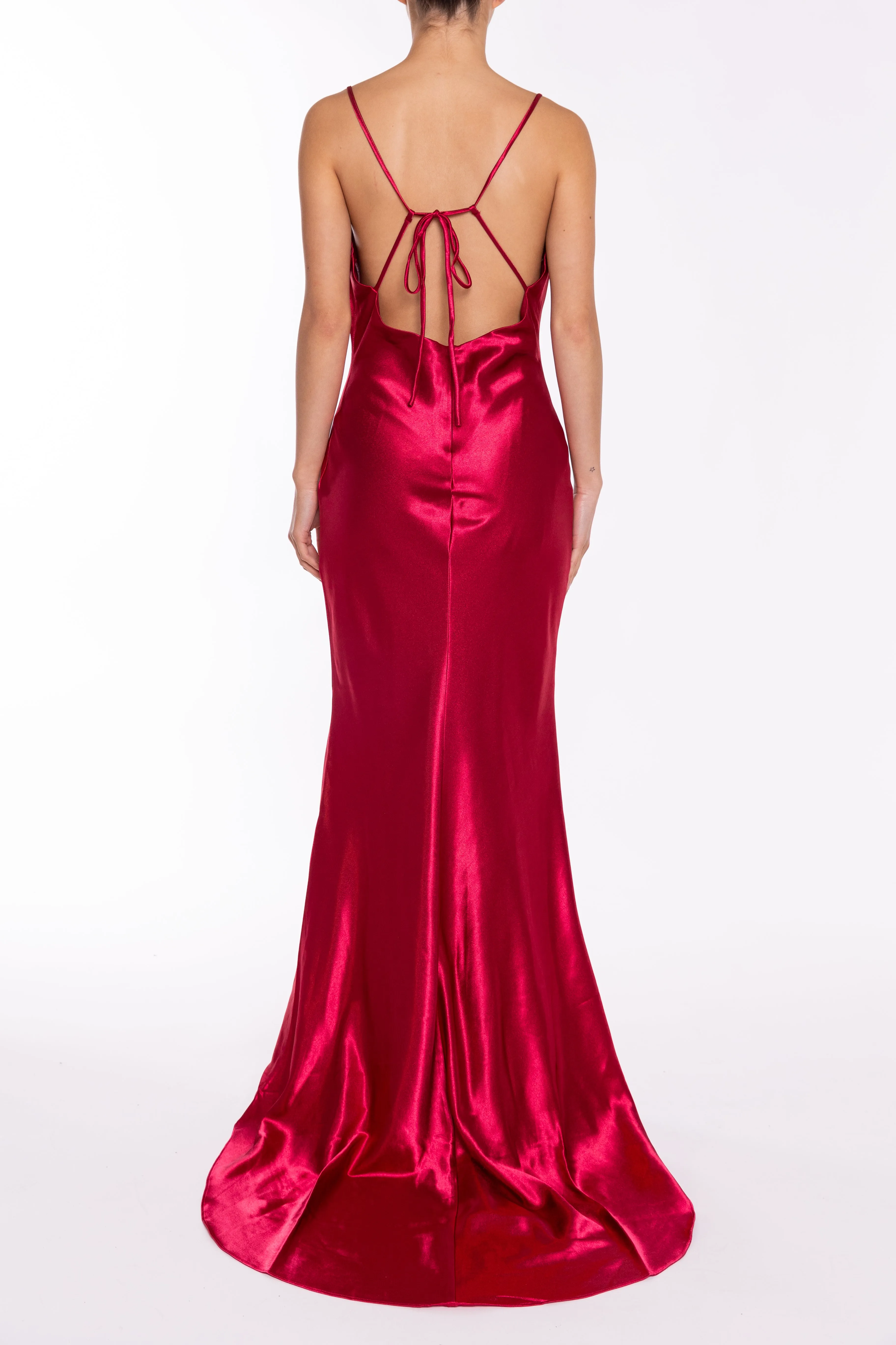 Pippa Claret Bridesmaid Cowl-Neck Slip Dress