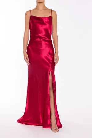 Pippa Claret Bridesmaid Cowl-Neck Slip Dress