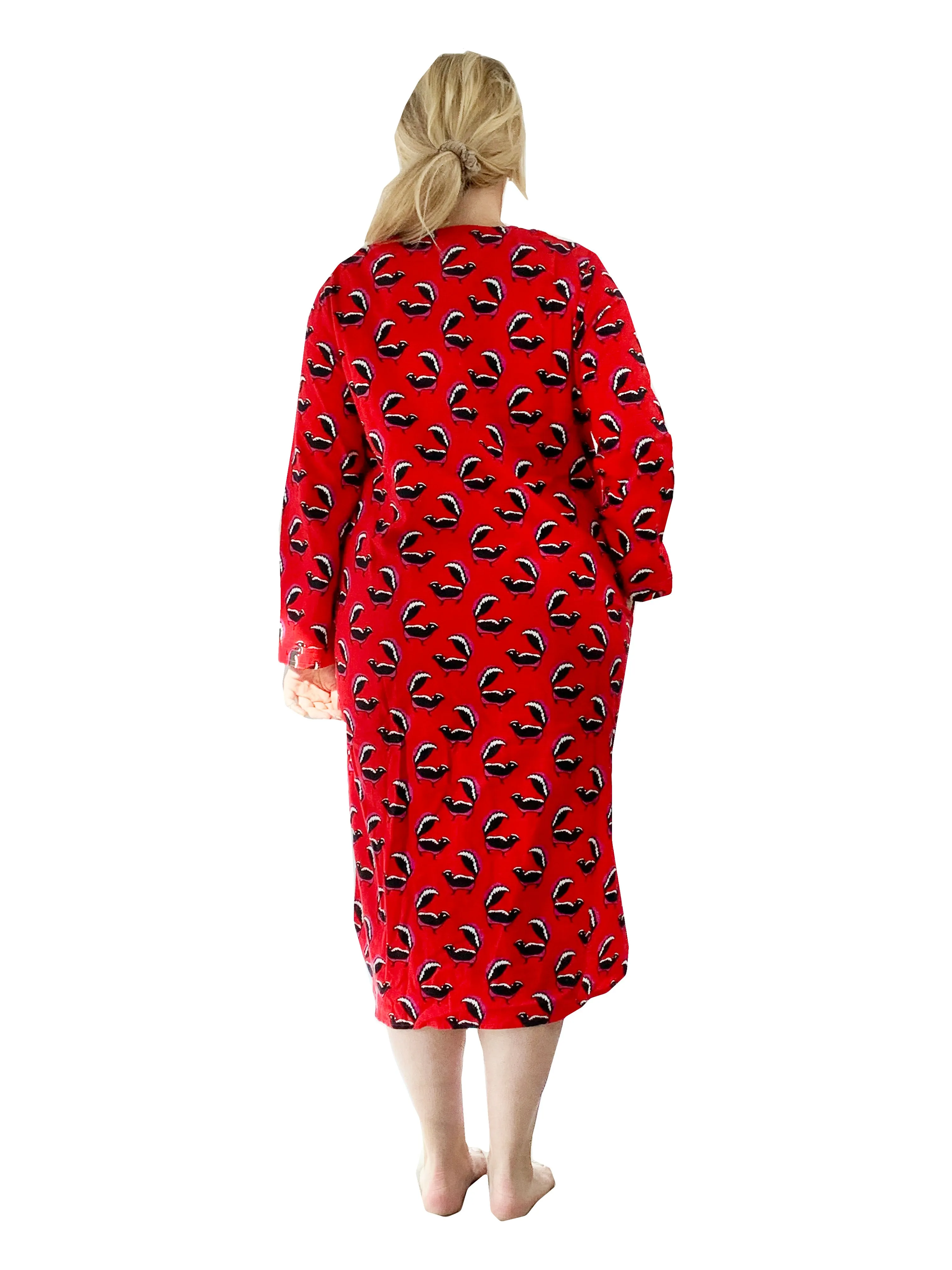 Plus Size Whimsical Skunk Flannel Henley Night Shirt