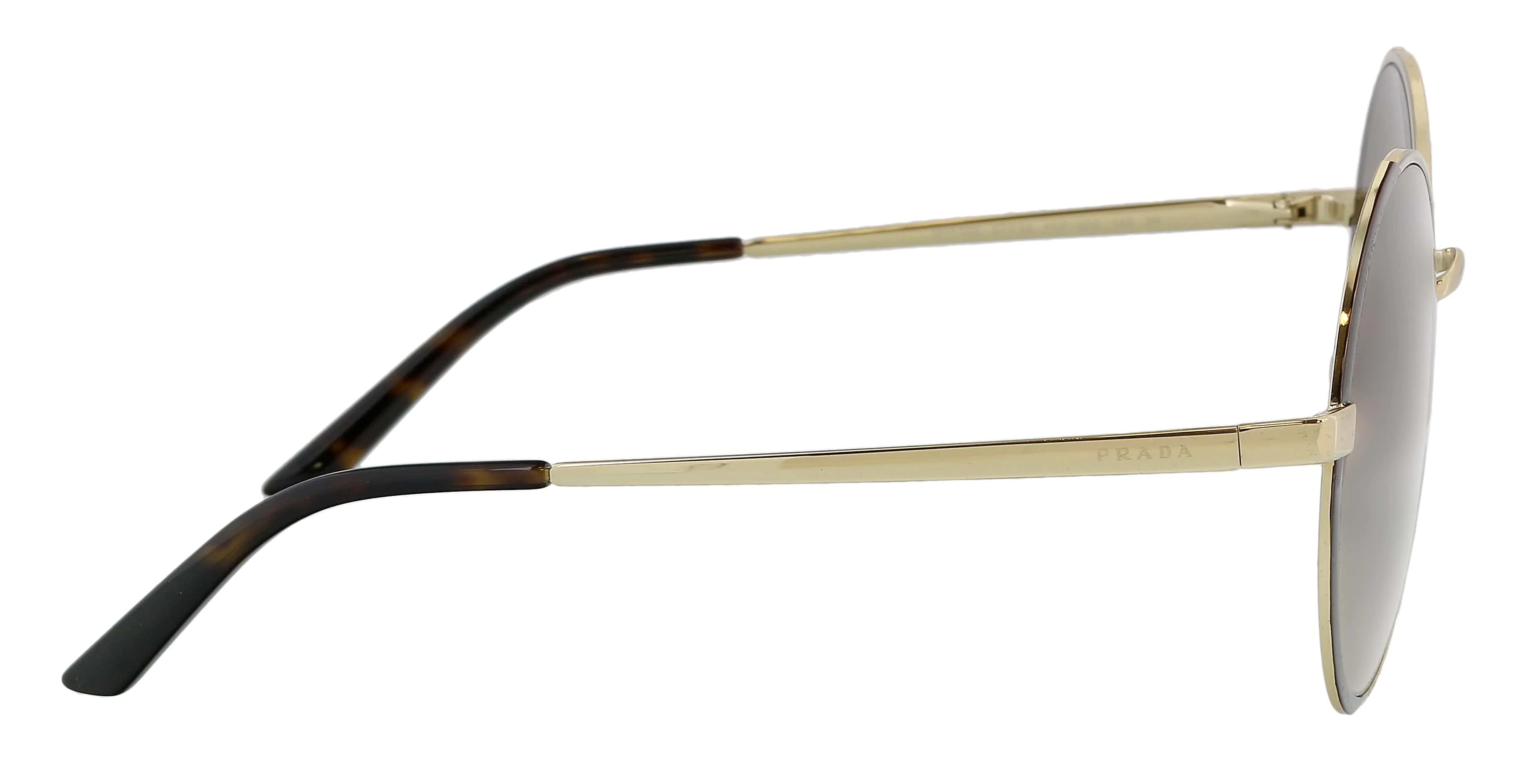 Prada 0PR 59XS KOF3D057 Full Rim Pale Gold Round Sunglasses