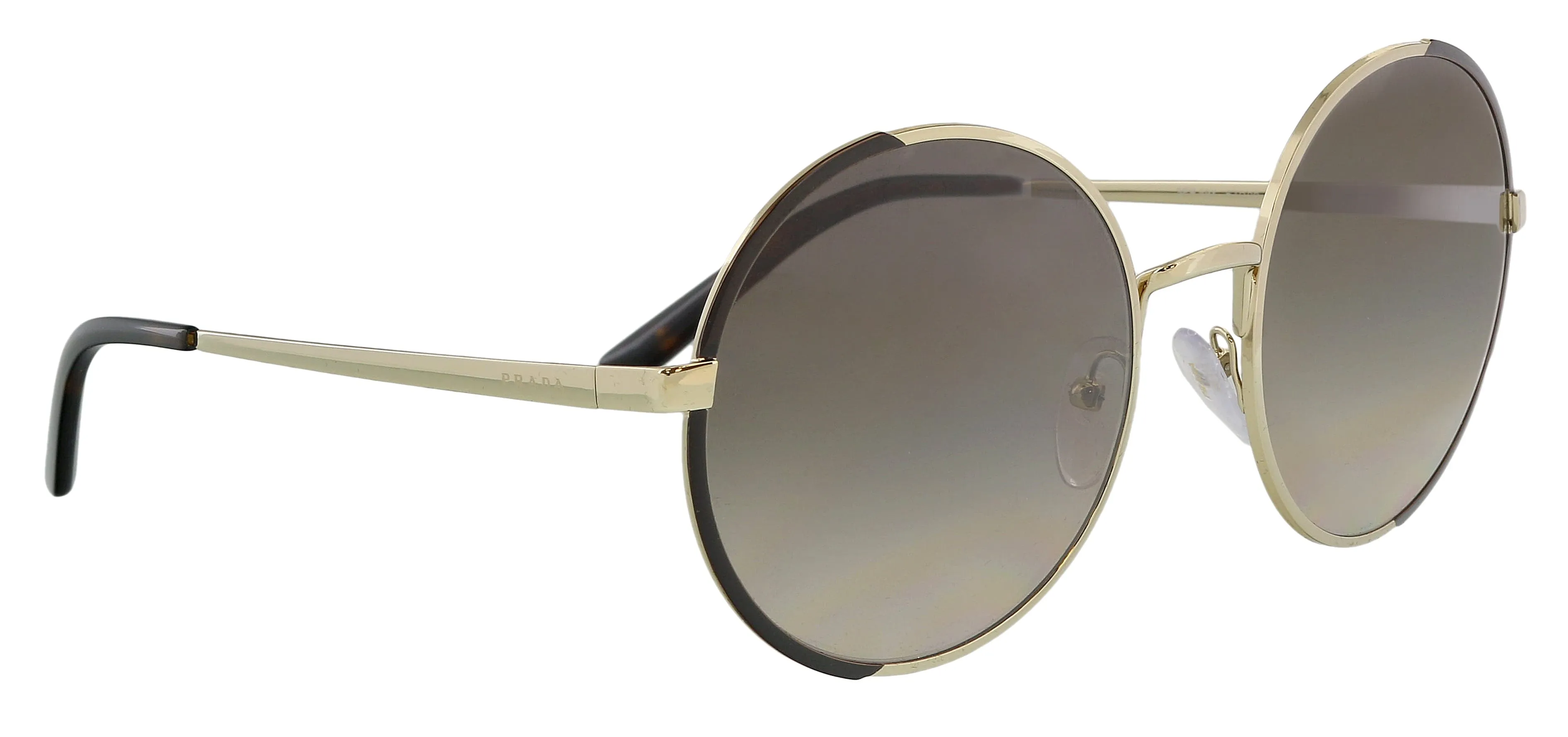 Prada 0PR 59XS KOF3D057 Full Rim Pale Gold Round Sunglasses