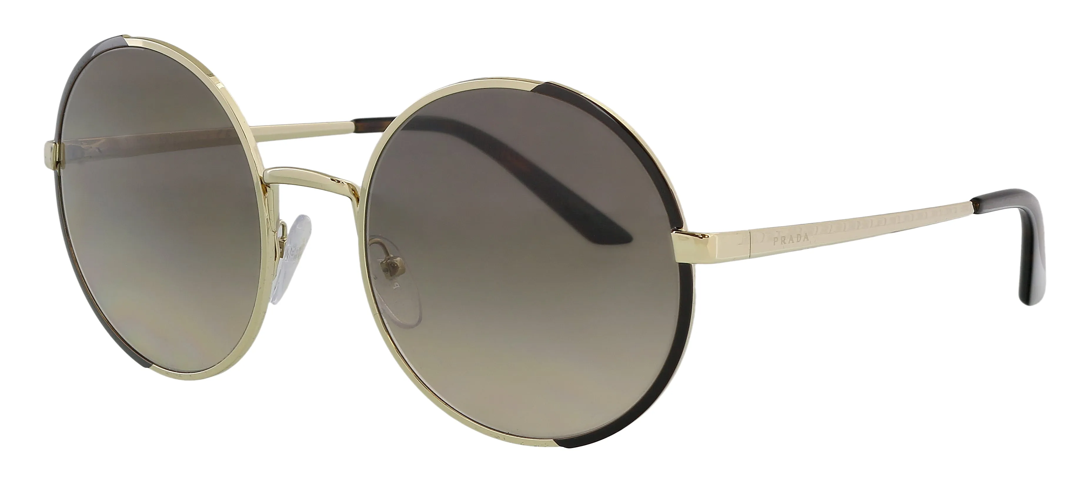 Prada 0PR 59XS KOF3D057 Full Rim Pale Gold Round Sunglasses