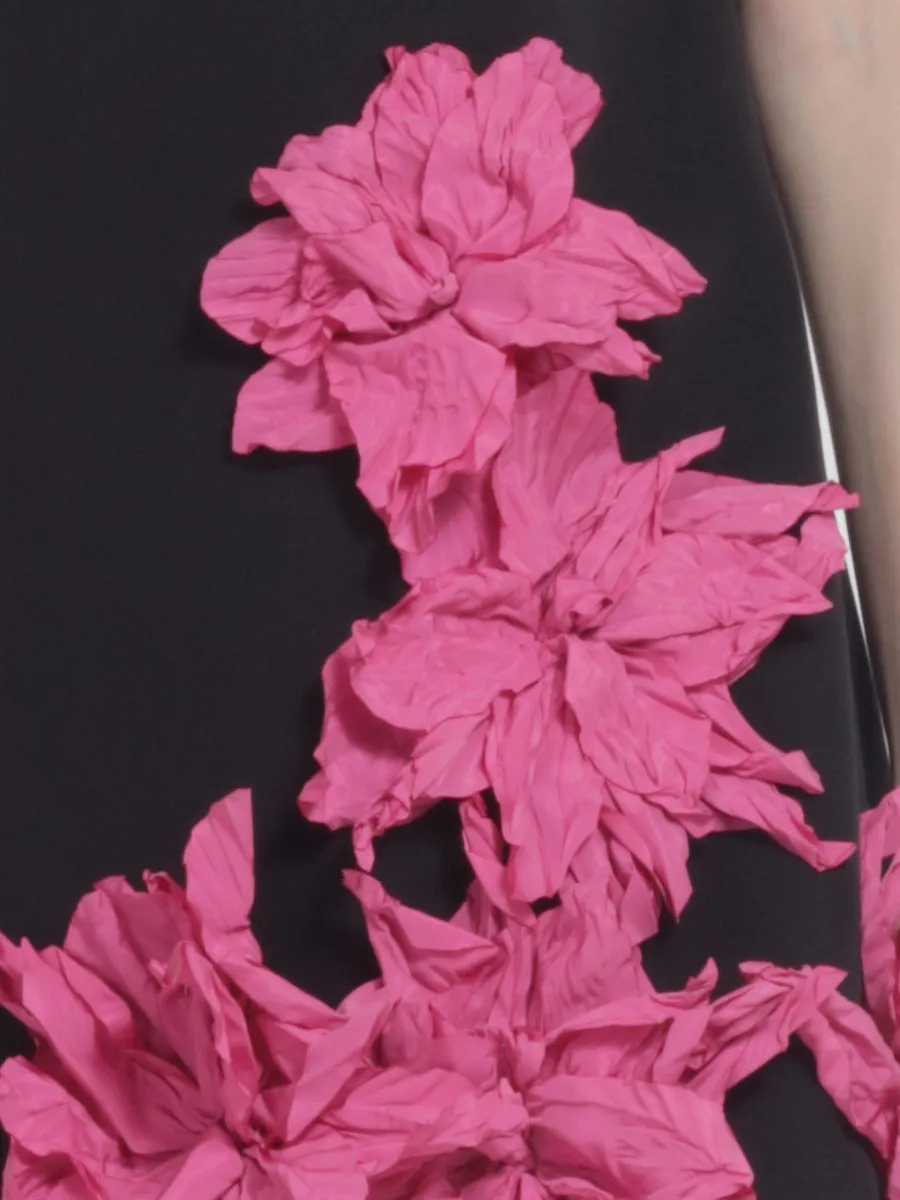 RAQUEL OROZCO Maria Dress - Black with Fuchsia flowers