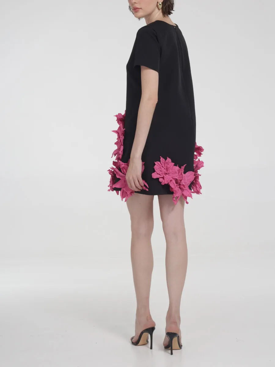 RAQUEL OROZCO Maria Dress - Black with Fuchsia flowers