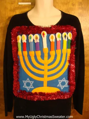 Ridiculous Mens Hanukkah Sweater with Menorah
