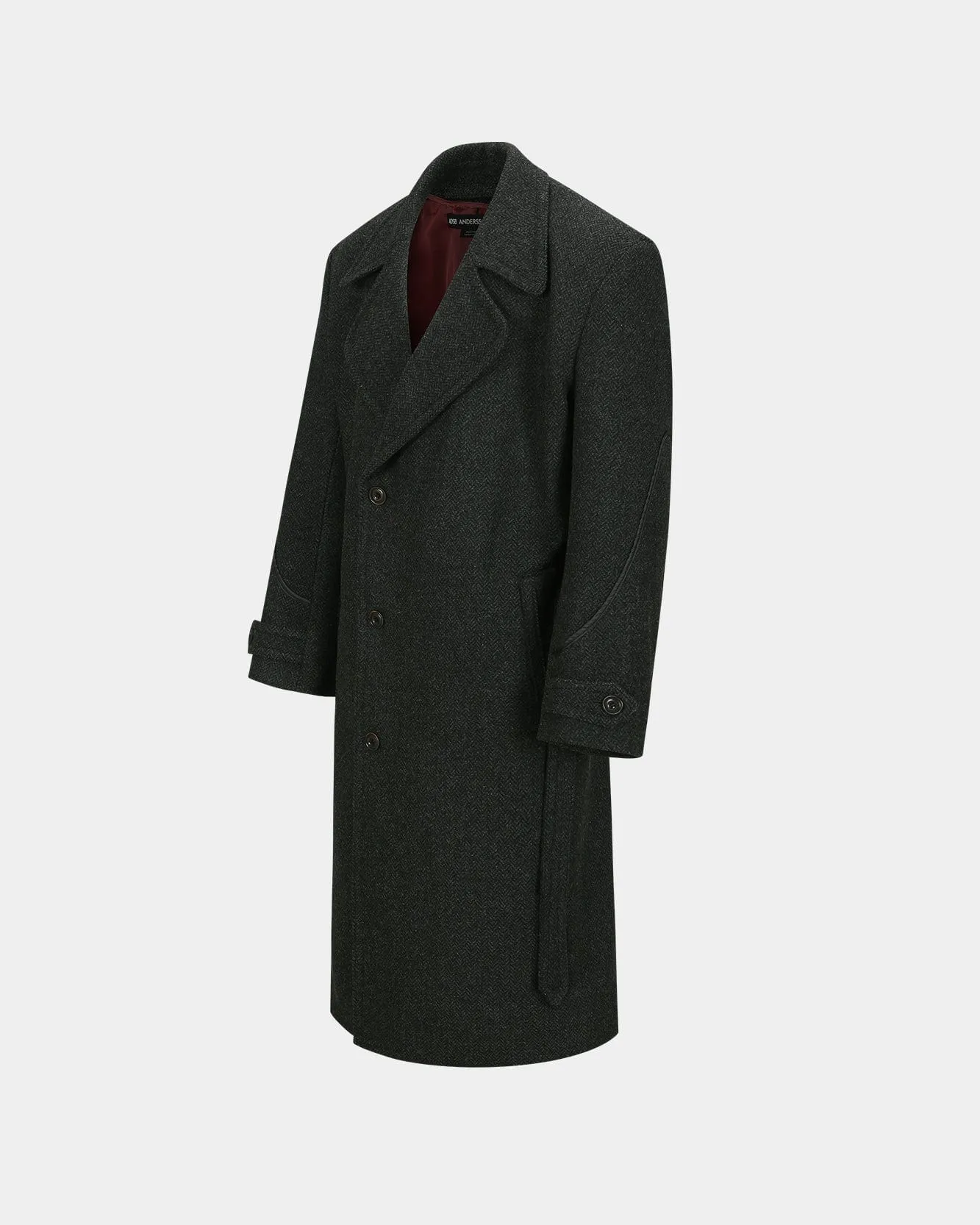 ROVY DOUBLE BREASTED HERRINGBONE COAT awa640m(CHARCOAL)