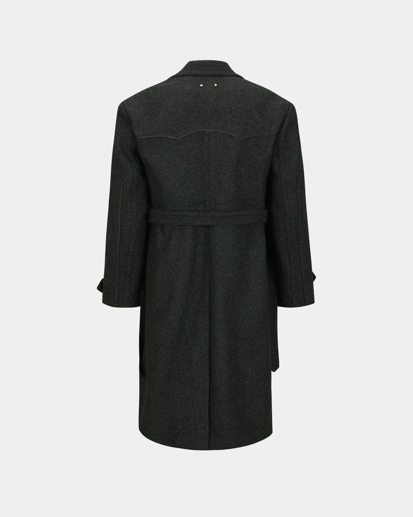 ROVY DOUBLE BREASTED HERRINGBONE COAT awa640m(CHARCOAL)