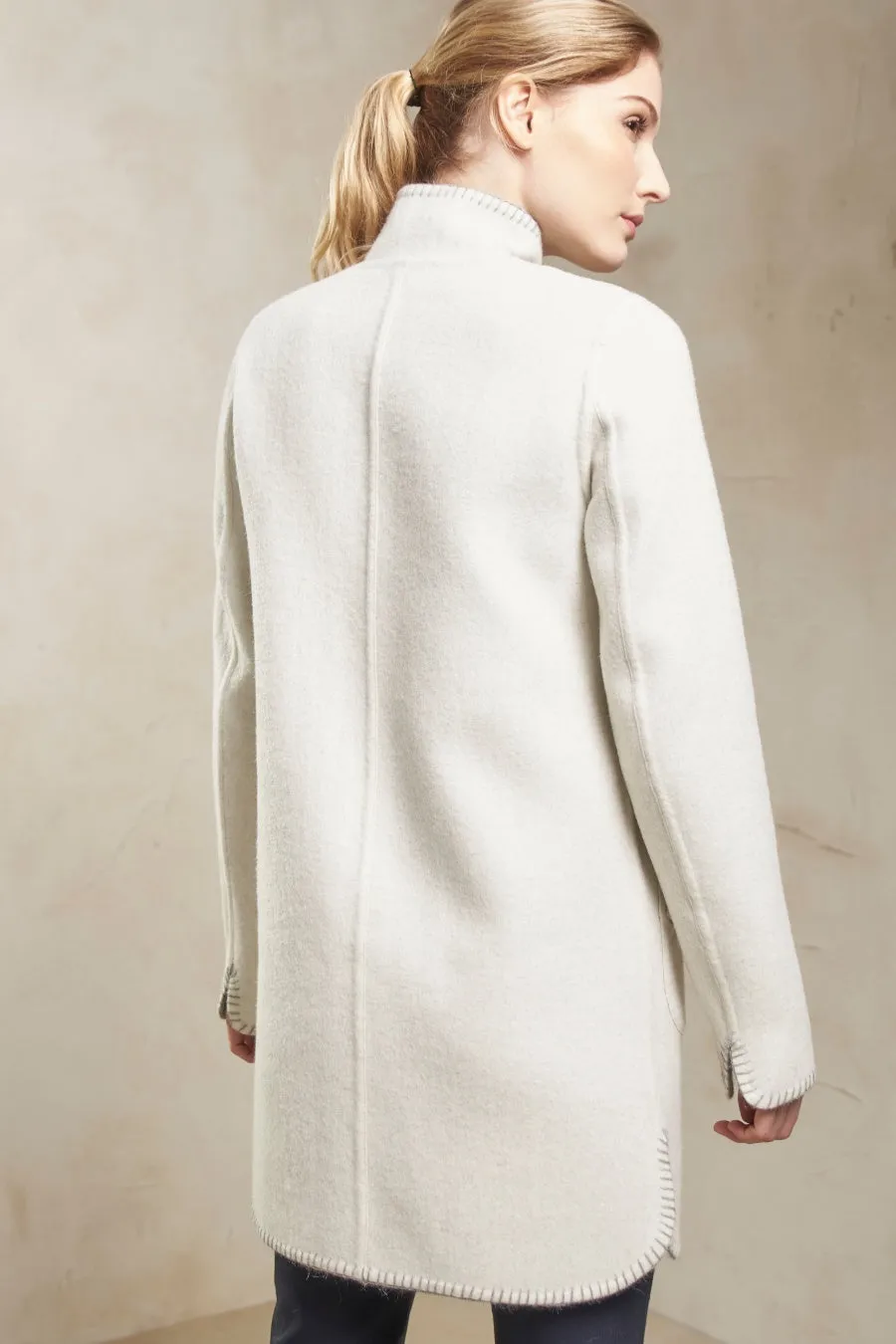 Satis Coat Baby Alpaca & Wool Color Griggio & Ecru