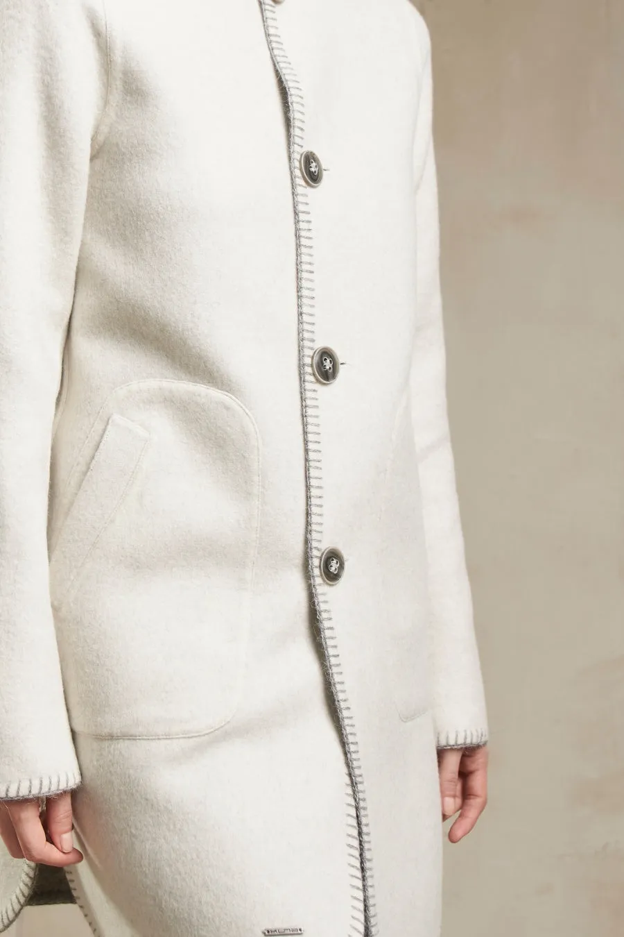 Satis Coat Baby Alpaca & Wool Color Griggio & Ecru