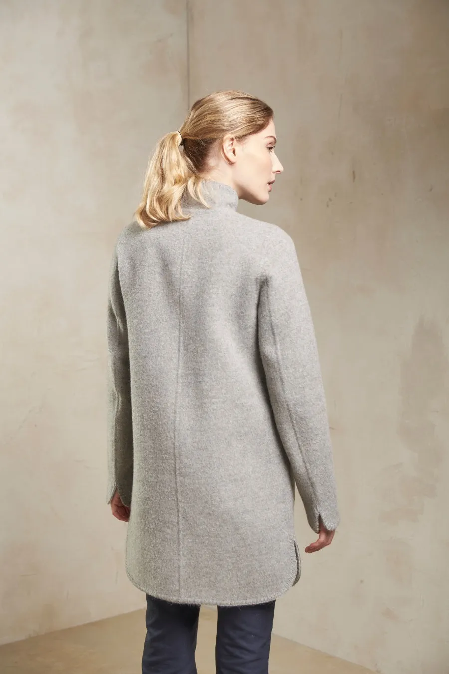 Satis Coat Baby Alpaca & Wool Color Griggio & Ecru