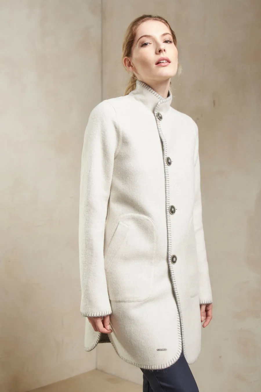 Satis Coat Baby Alpaca & Wool Color Griggio & Ecru