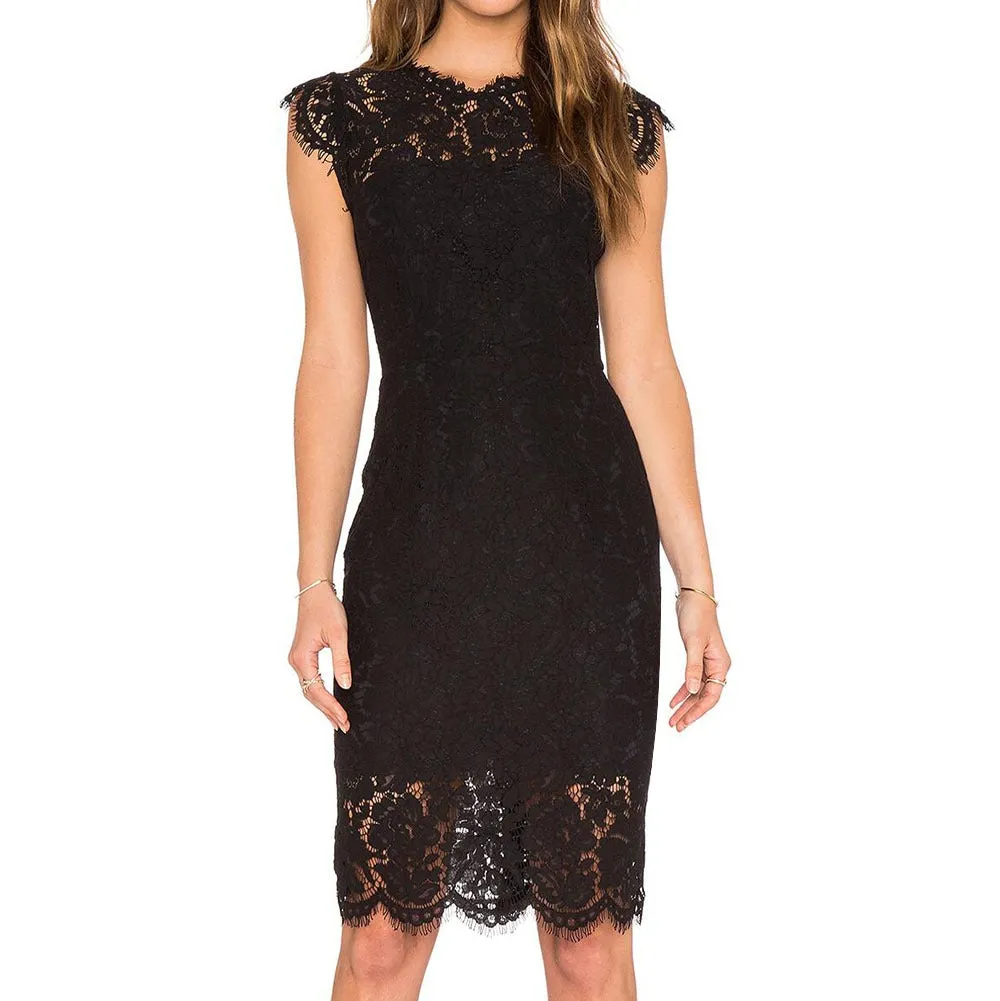 Sexy sleevesless lace knee length sheath dress | Formal cocktail party pencil dress