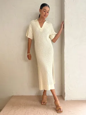 Shona Joy Mikala Polo Midi Dress in Coconut